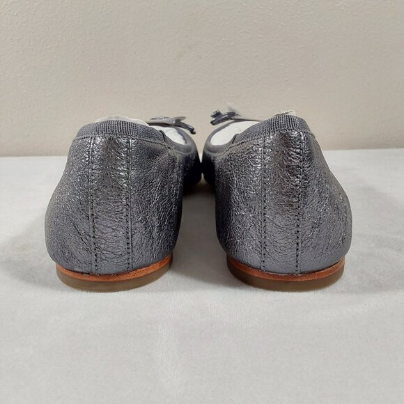 NIB Coach Flatiron Leather Ballet Flat in Metallic Gunmetal w Bow & Charm - 8 - Picture 6 of 13